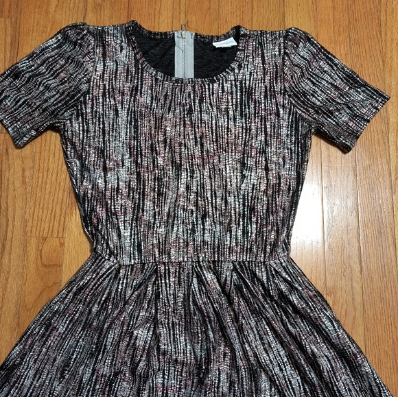LulaRoe zip crew neck dress, metallic, women's small - Picture 3 of 13